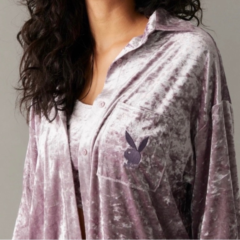 Playboy Velour Shacket Blouse